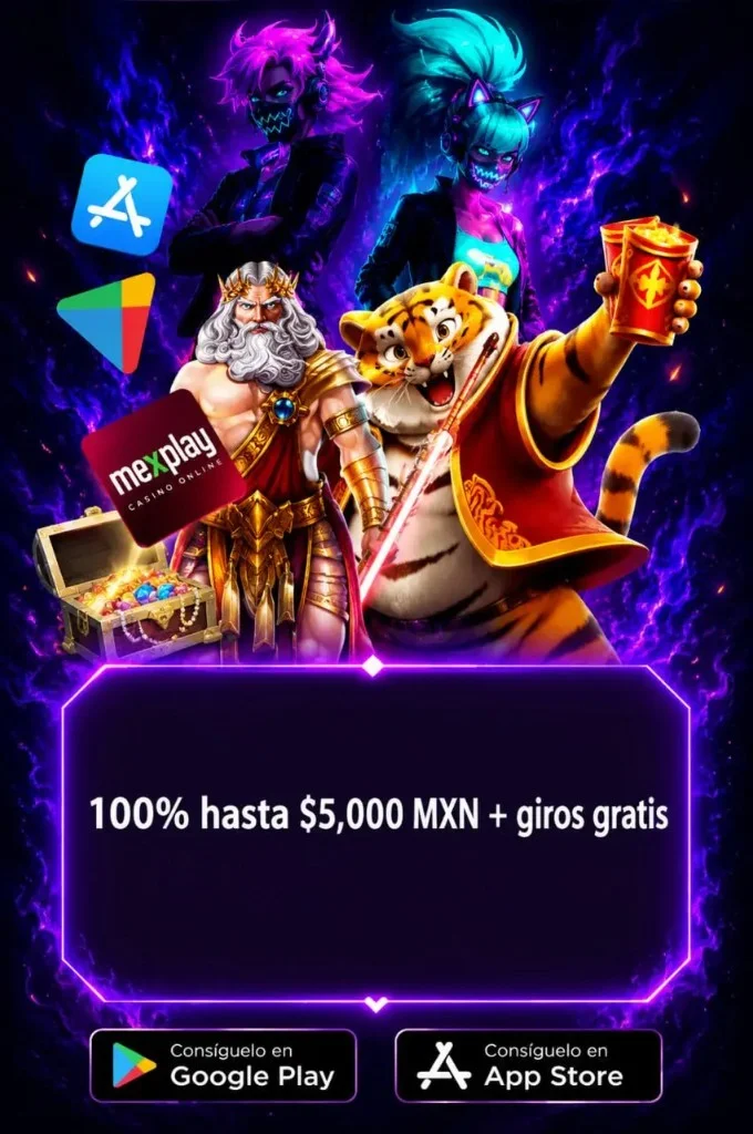 MexPlay Casino App: bono 100% hasta $5,000 MXN + giros gratis